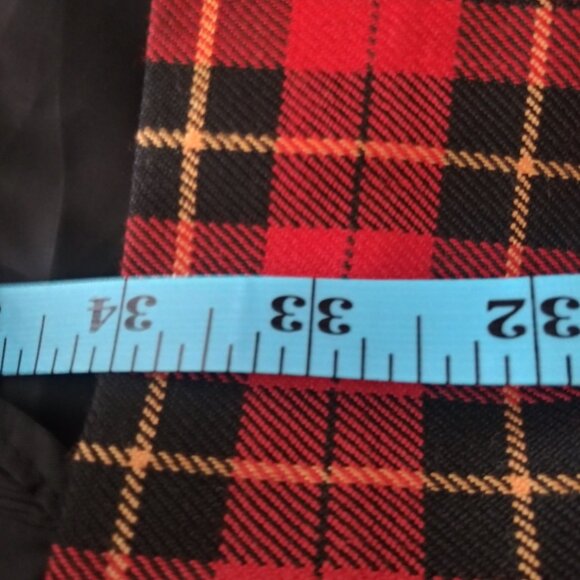 Vintage Michele Red Black & Yellow Plaid Mid Skirt Women's Size 10 - Picture 8 of 8